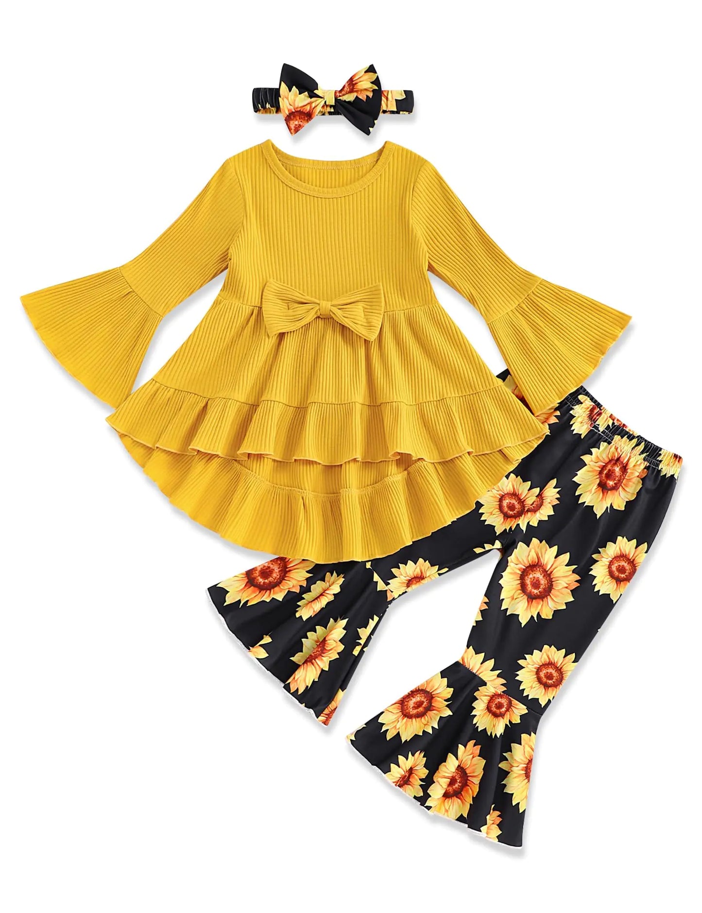 FoWear Toddler Girl Clothes Baby Girl Clothes Ruffle Tops Sunflower Pants Toddler Girl Winter Outfits Girls Clothes Size 6